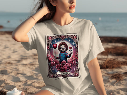 Creepy Character with Roses Beach Wear Shirt