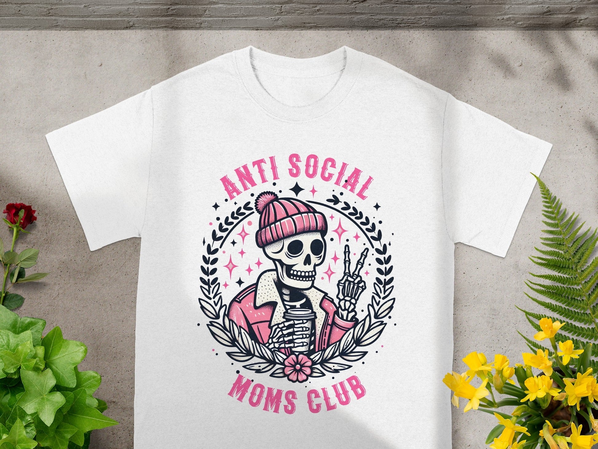 Anti Social Moms Club Skeleton Graphic Tee
