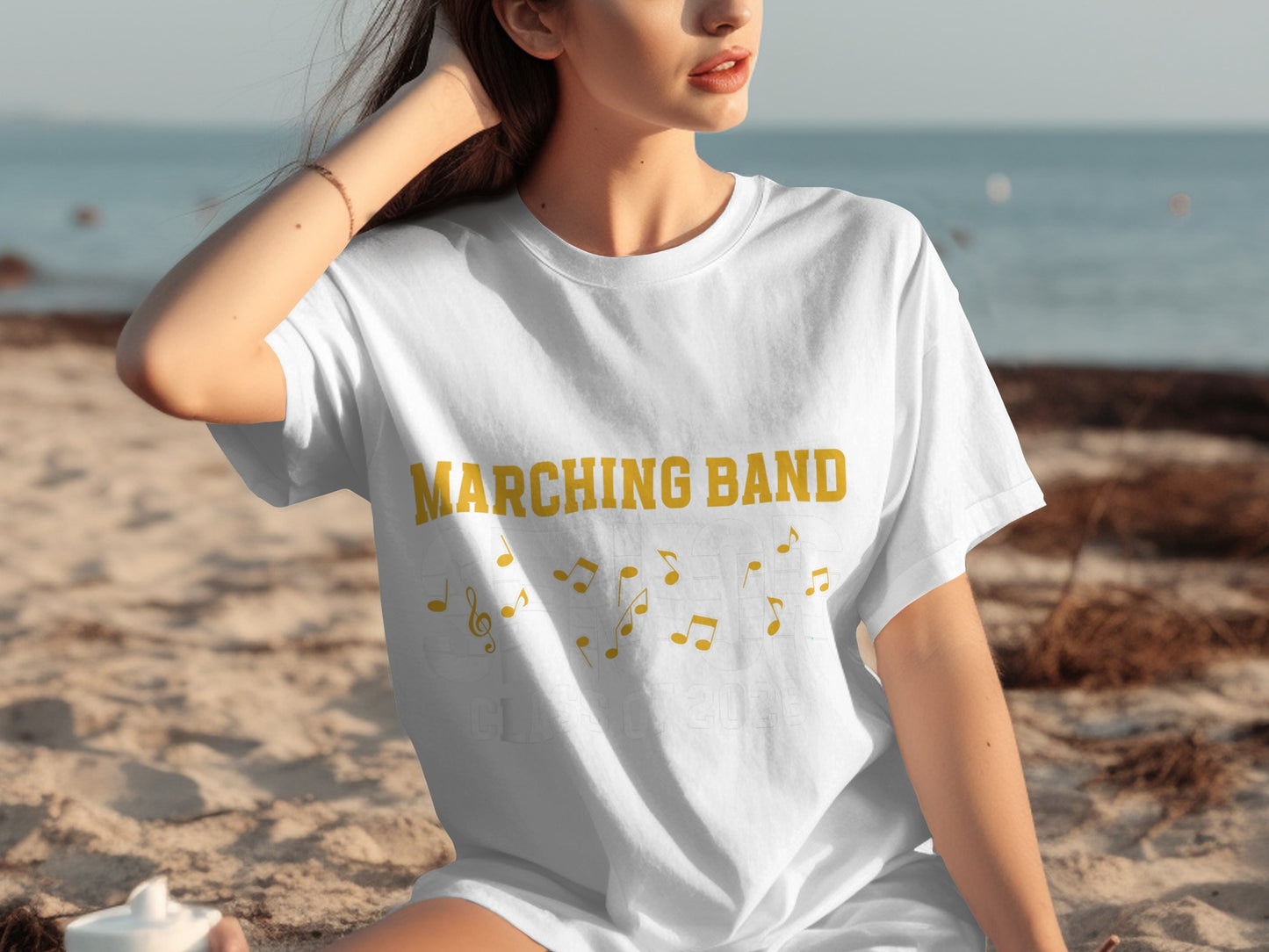 Marching Band T-Shirt with Musical Notes Graphic
