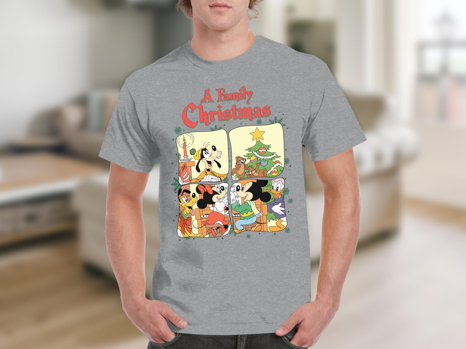 A Family Christmas Cartoon Character Graphic Tee