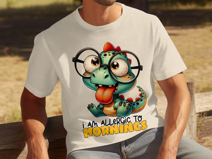 Cute Dinosaur I Am Allergic To Mornings Shirt