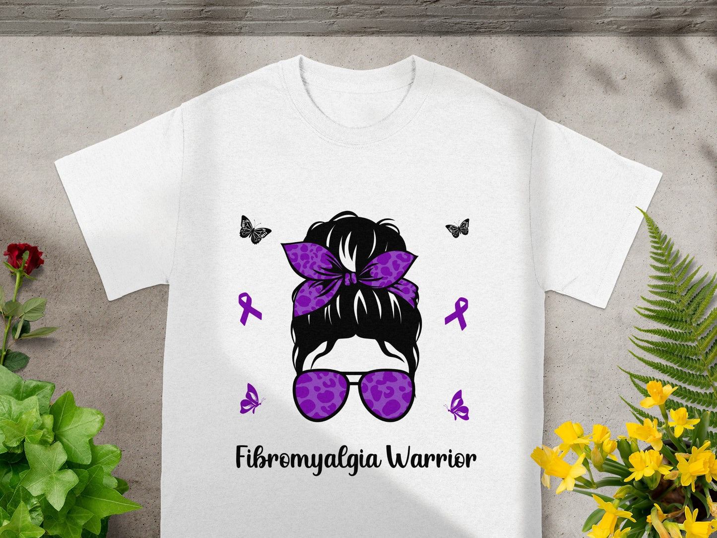 Fibromyalgia Warrior T-Shirt with Purple Ribbon Design