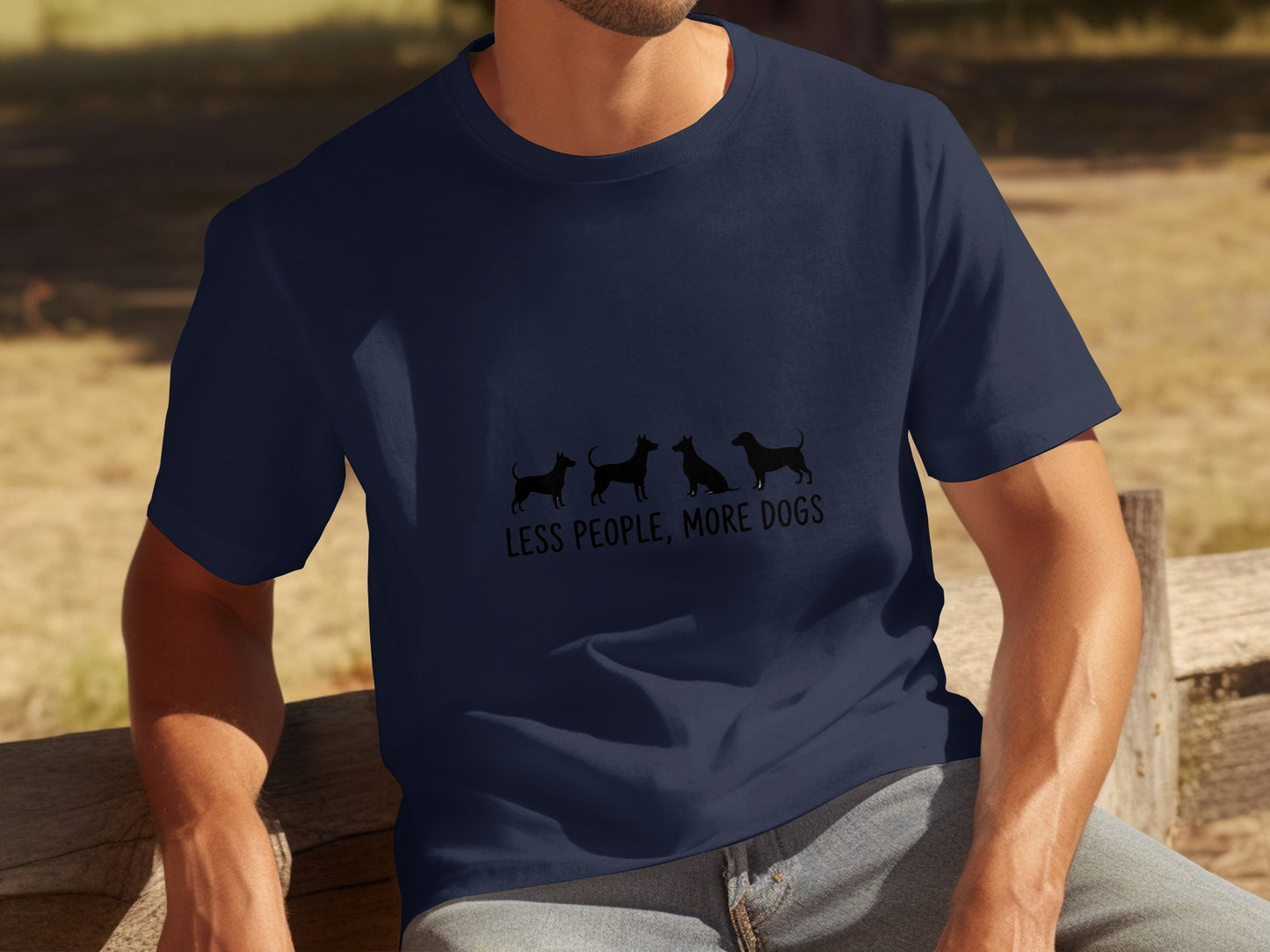 Less People More Dogs Funny Graphic T-shirt