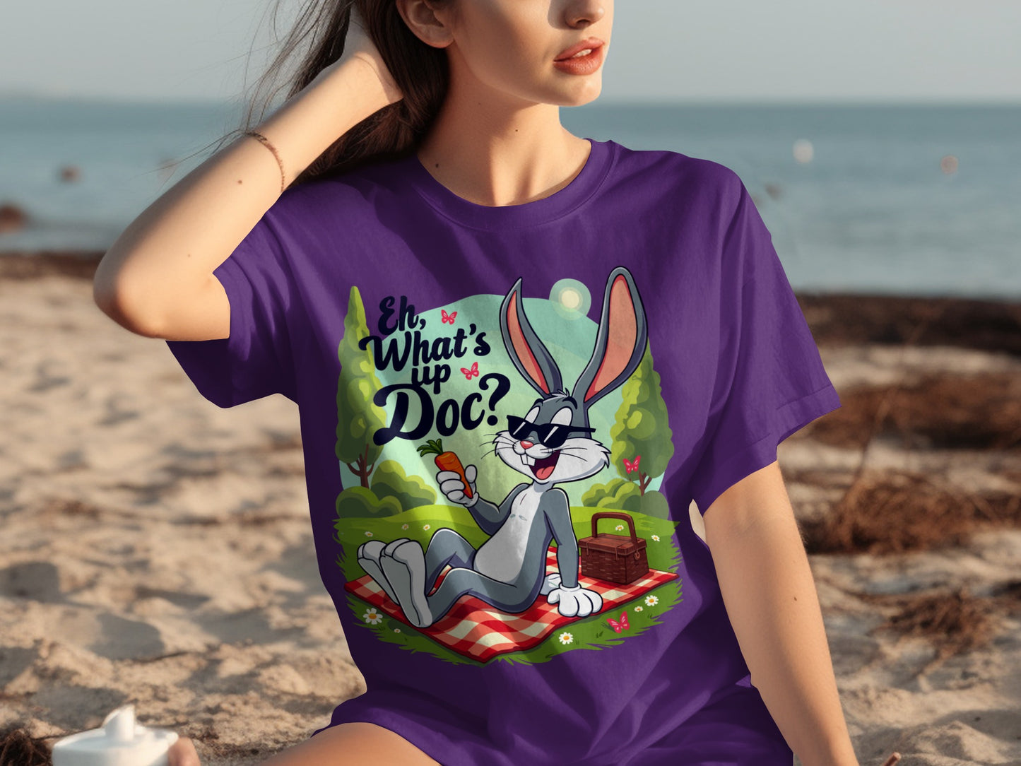 Eh What's Up Doc Cartoon Rabbit Picnic T-shirt
