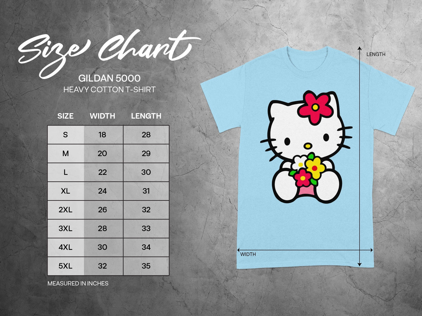 Cute Hello Kitty Design Light Blue Gildan 5000 T-shirt product type