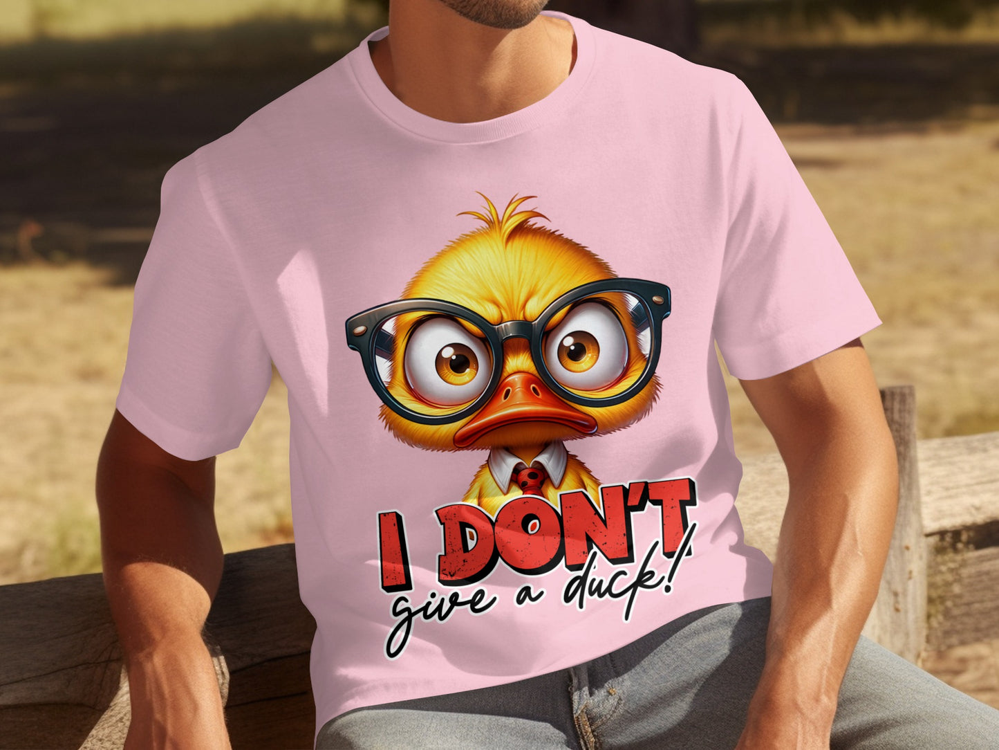 Funny Duck Illustration with Glasses I Don't Give a Duck T-Shirt