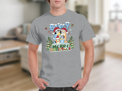 Bluey Merry Christmas Graphic T-shirt for Men