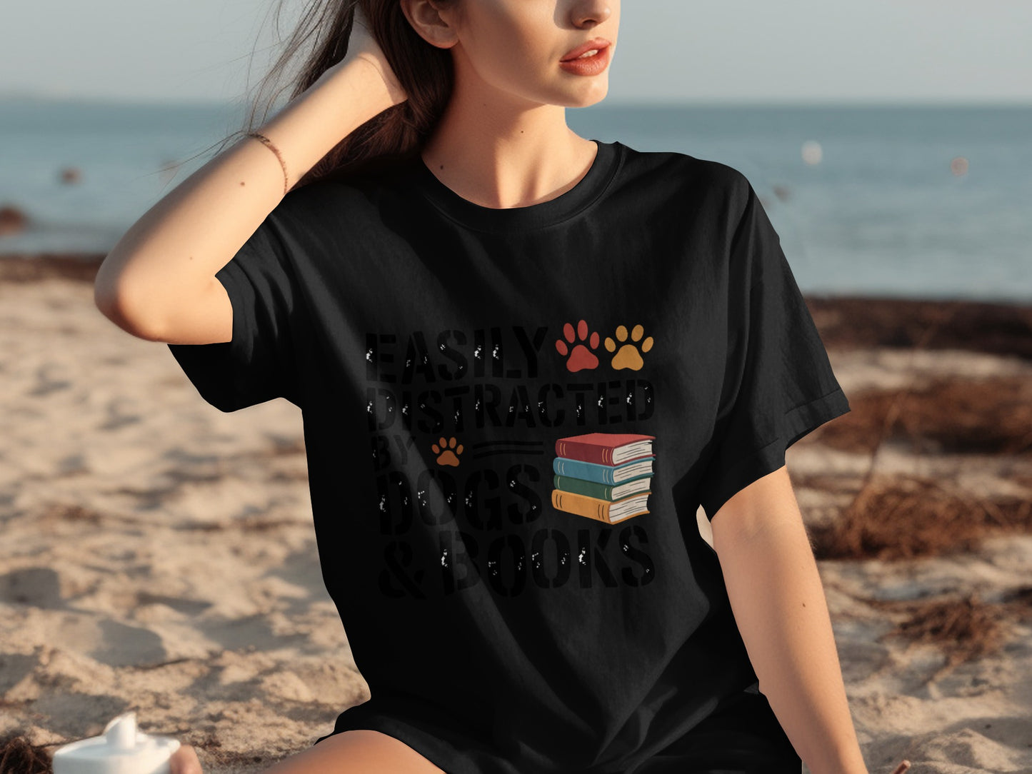 Easily Distracted by Dogs and Books T-Shirt