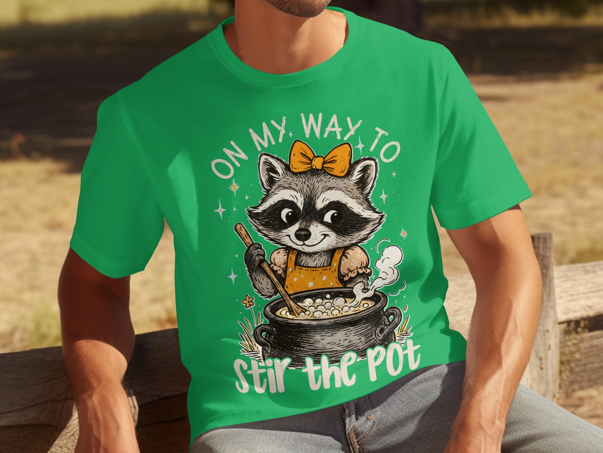 On My Way to Stir the Pot Raccoon T-Shirt