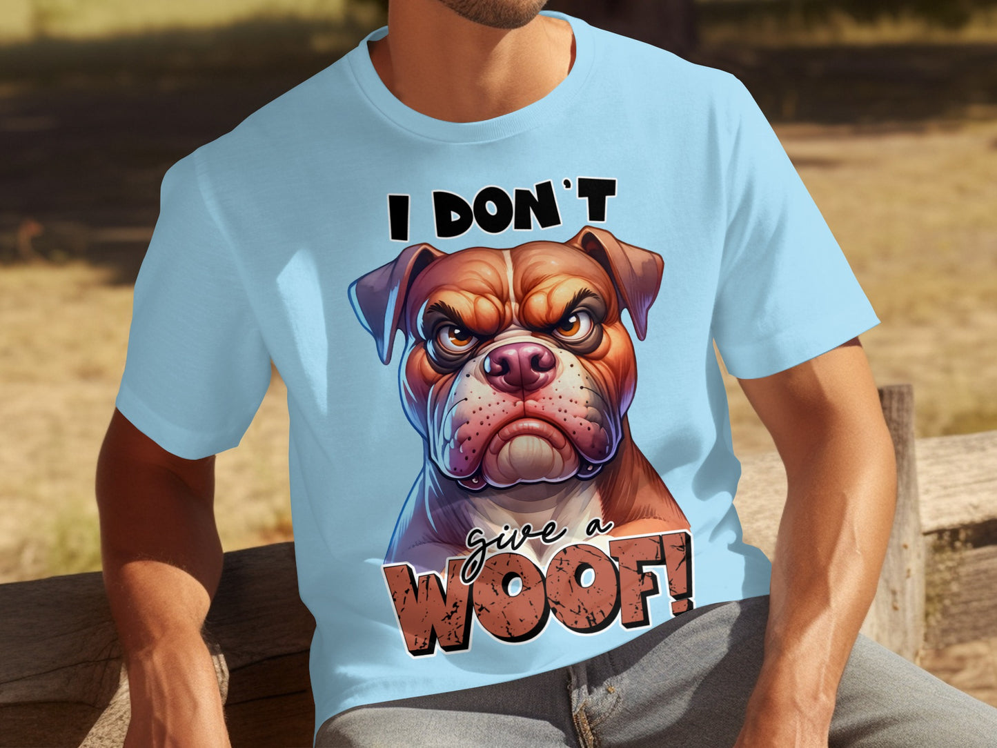 I Don't Give a Woof Cartoon Dog Graphic T-shirt