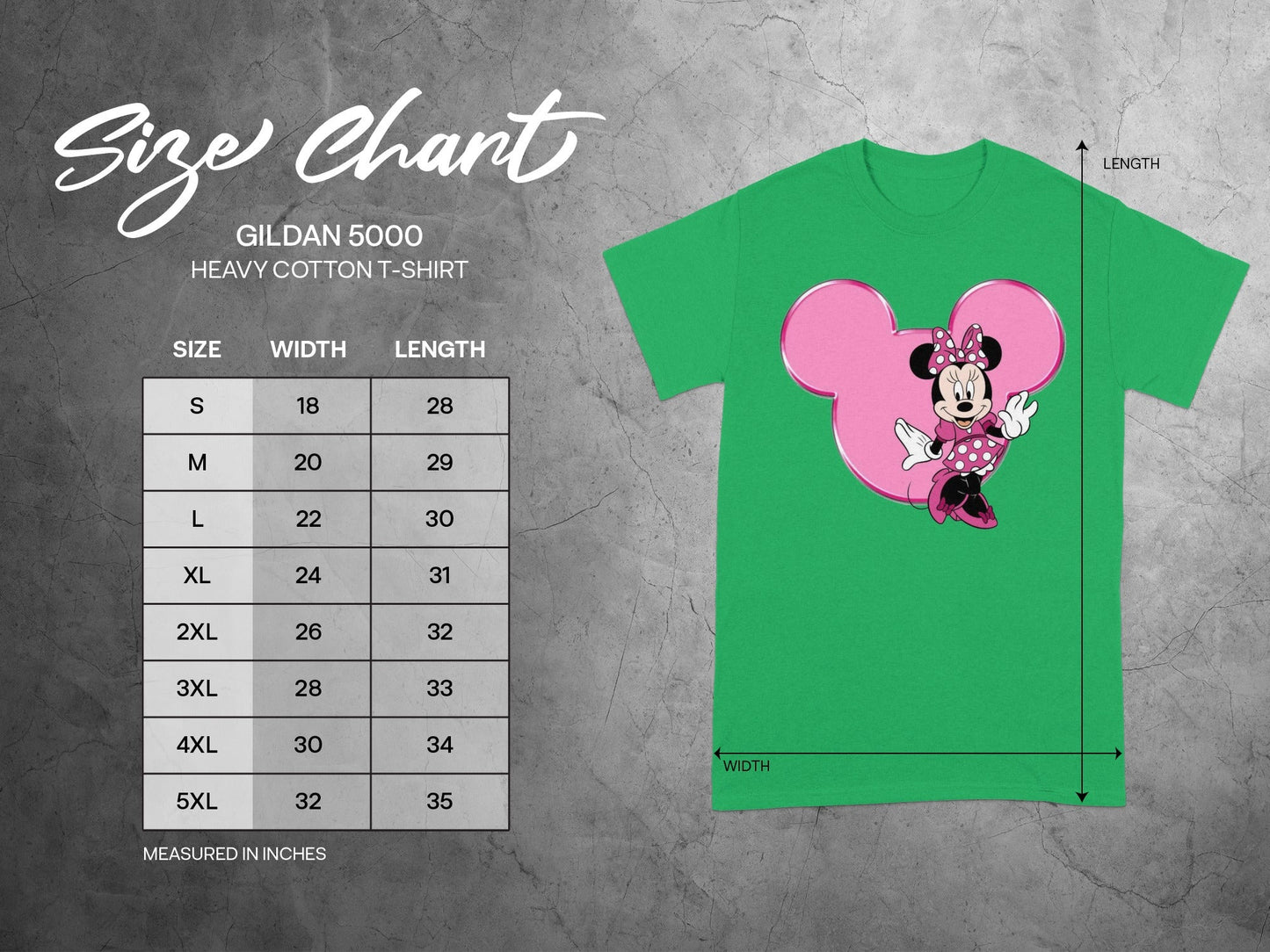 Gildan 5000 Size Chart Width Length Measured In Inches product type