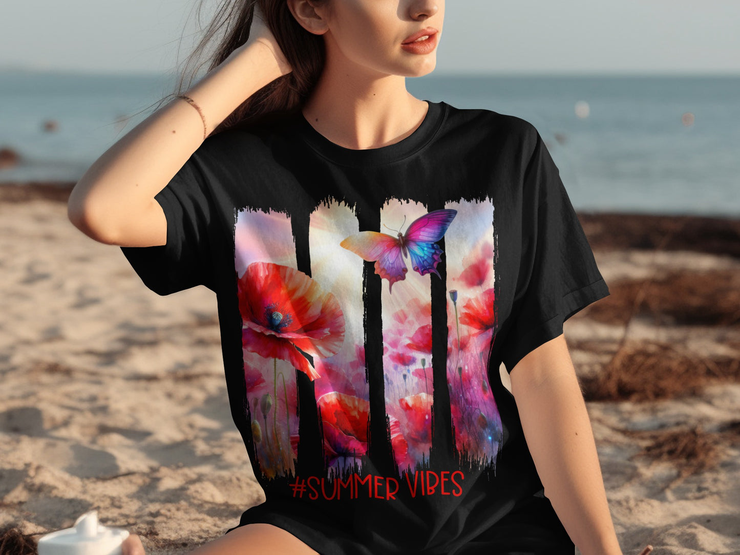 Colorful Butterfly and Flowers #SummerVibes T-Shirt