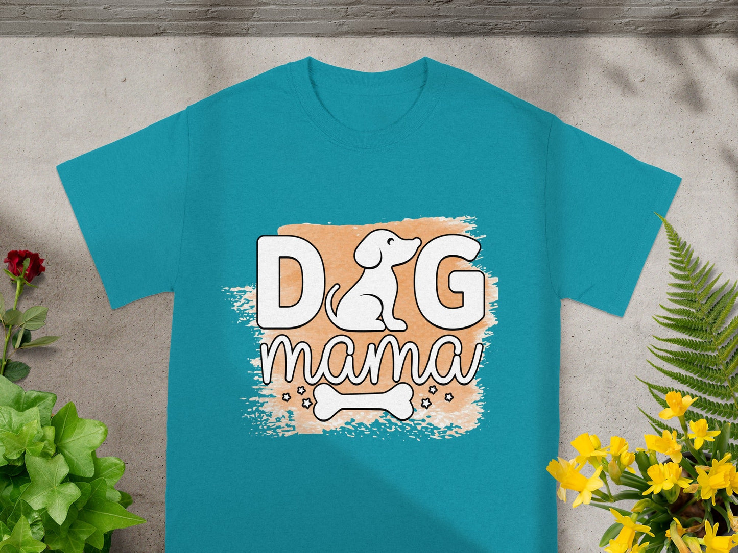 Dog Mama Bone Design Teal Shirt for Pet Lovers