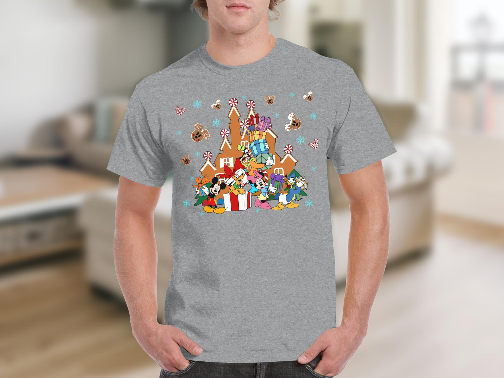 Disney Characters Gingerbread House Festive Tee