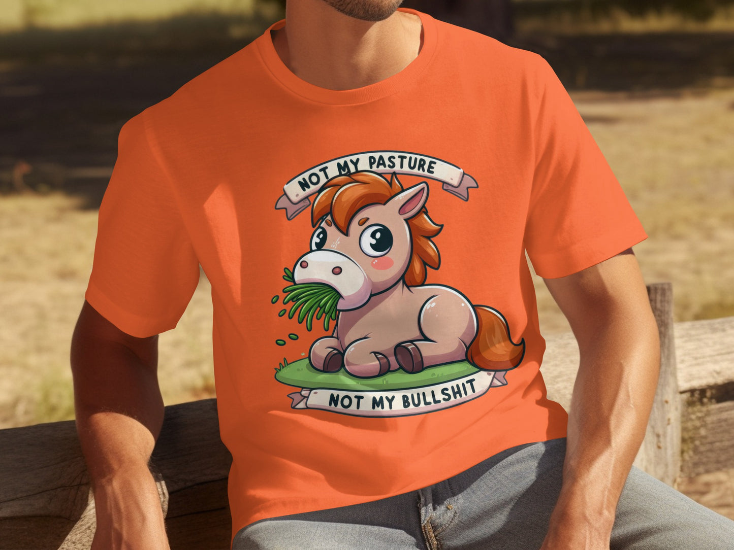 Not My Pasture Not My Bullshit Funny Cartoon T-Shirt
