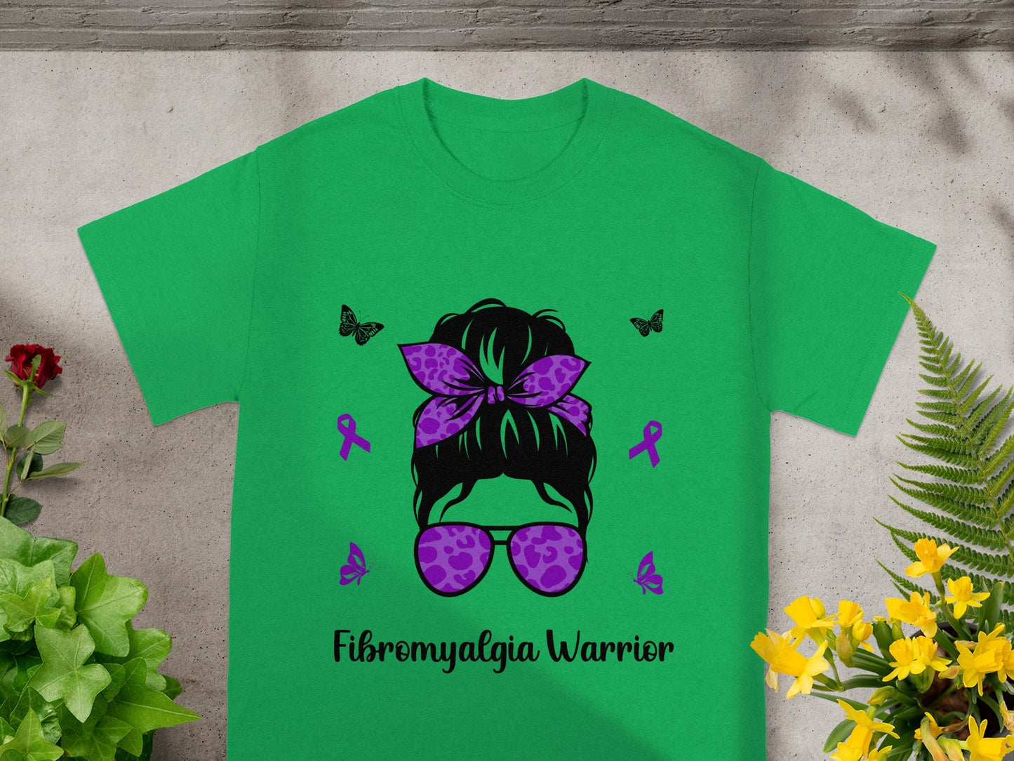 Fibromyalgia Warrior Butterfly Ribbon Graphic T-shirt