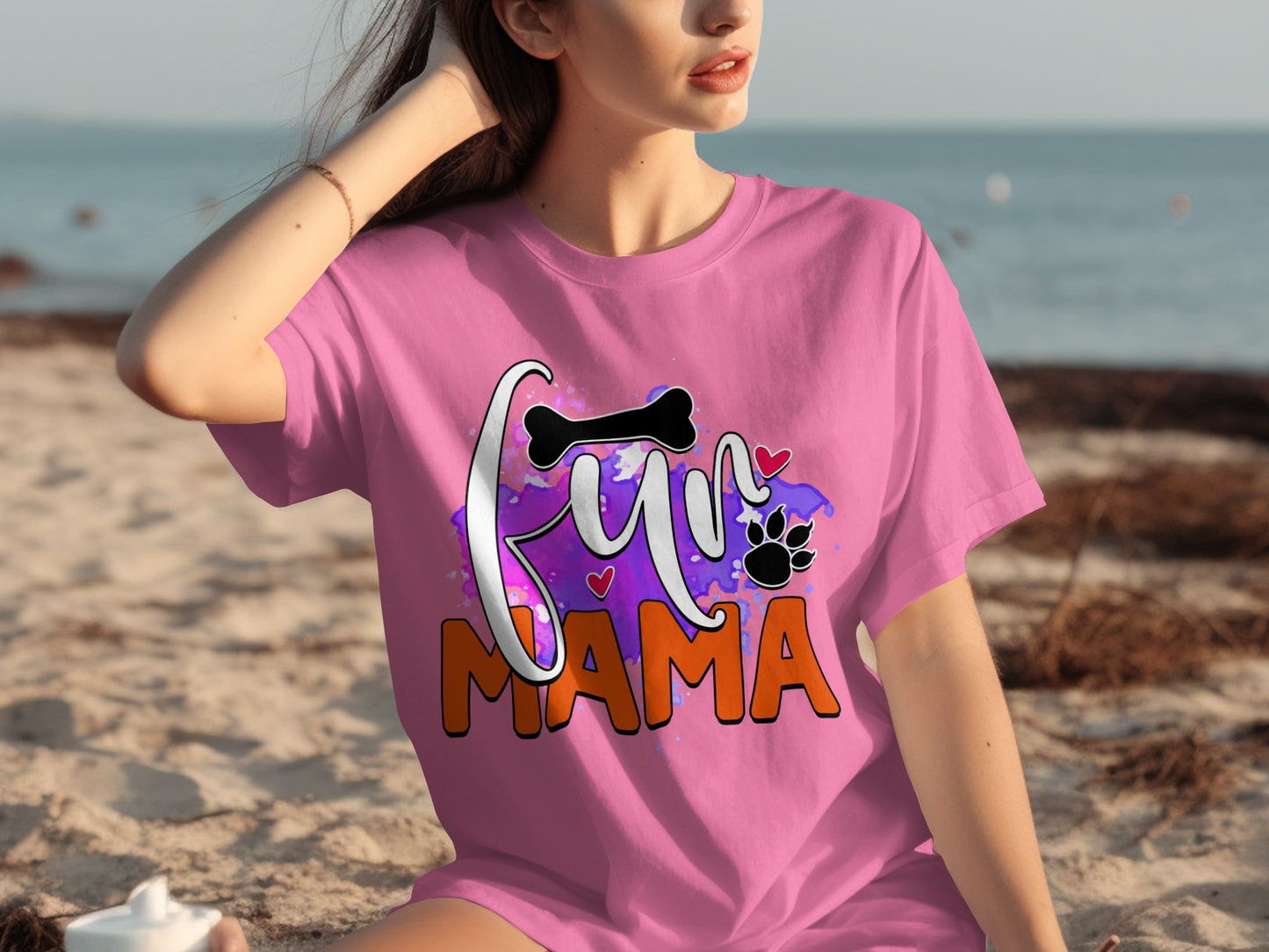 Fun Mama Cartoon Graphic Design T-shirt for Dog Lovers