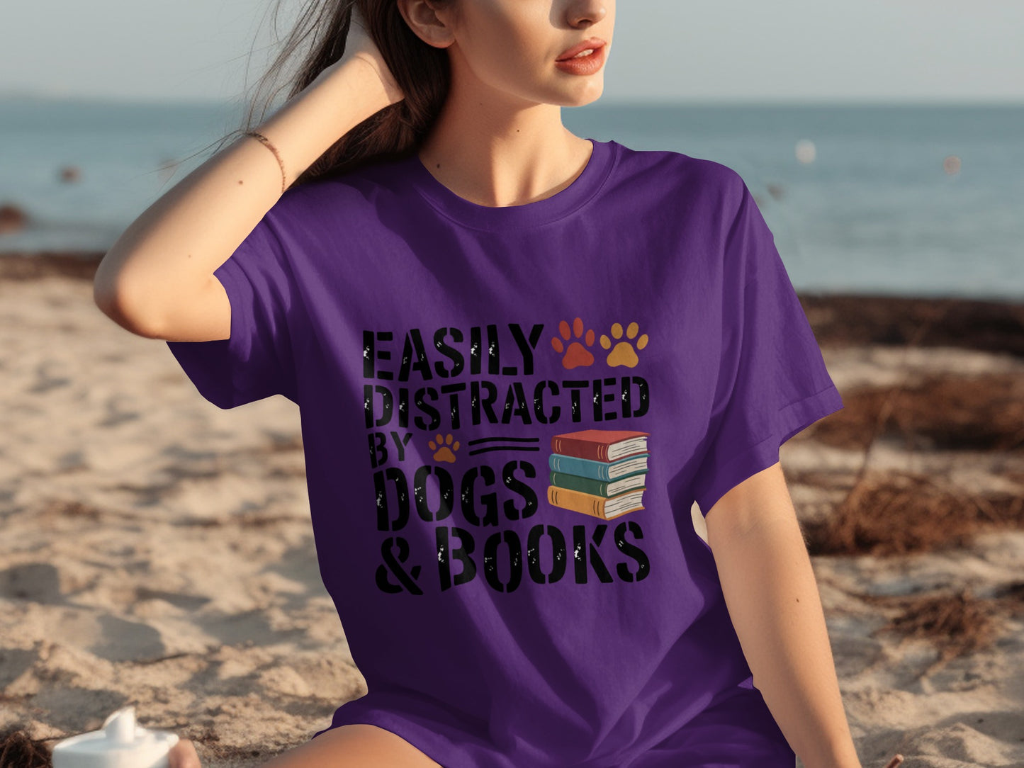 Easily Distracted By Dogs and Books T-shirt