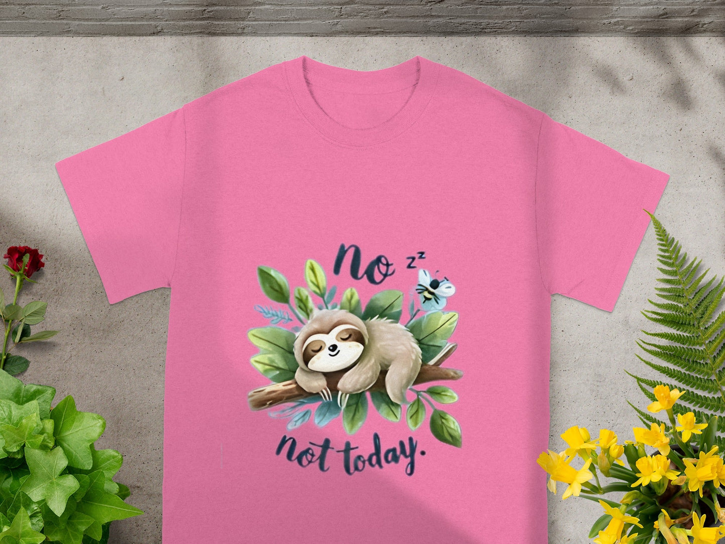 No Not Today Sloth Design Short Sleeve Shirt