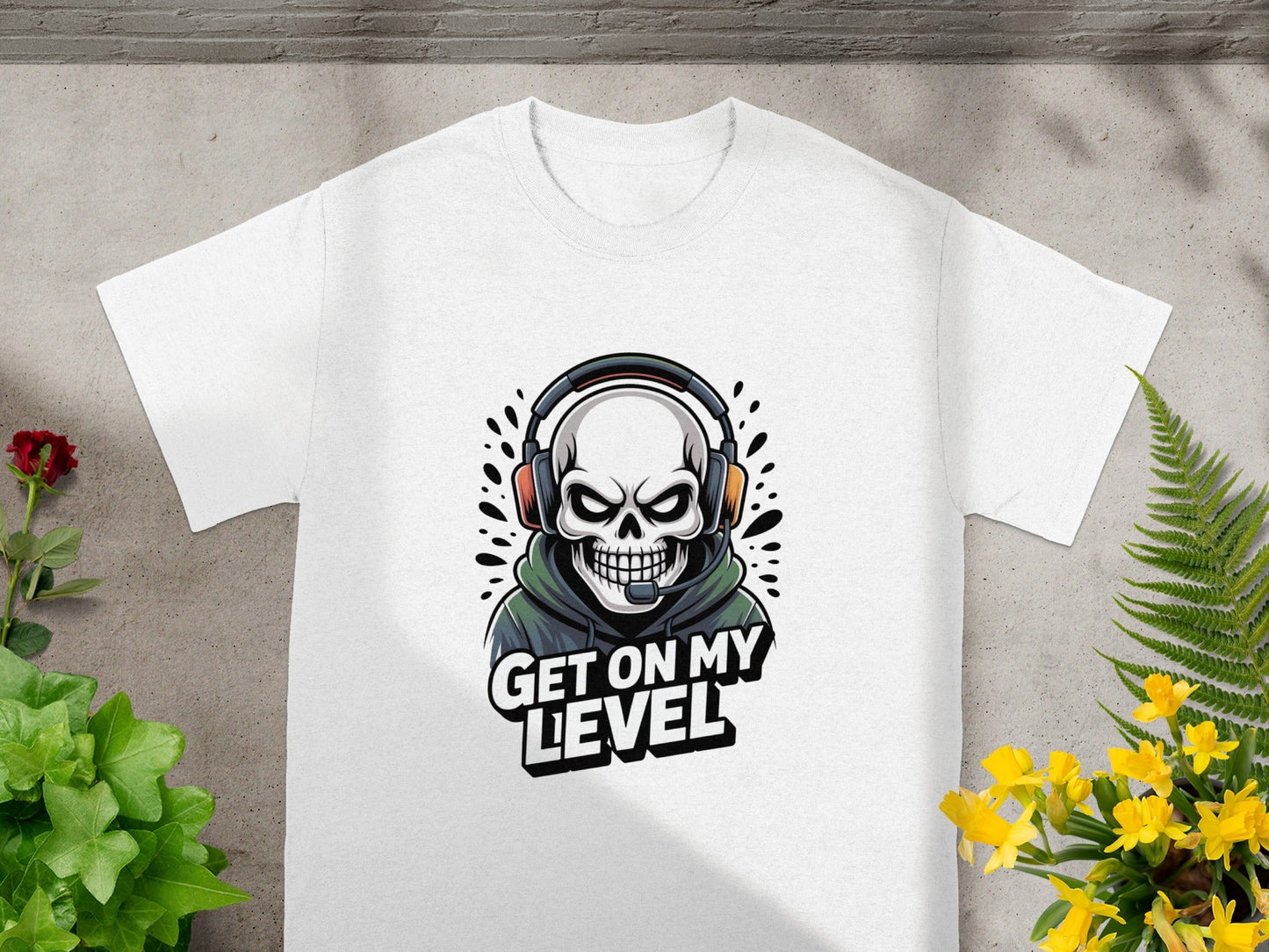Get On My Level Skull Gamer Headphones T-Shirt