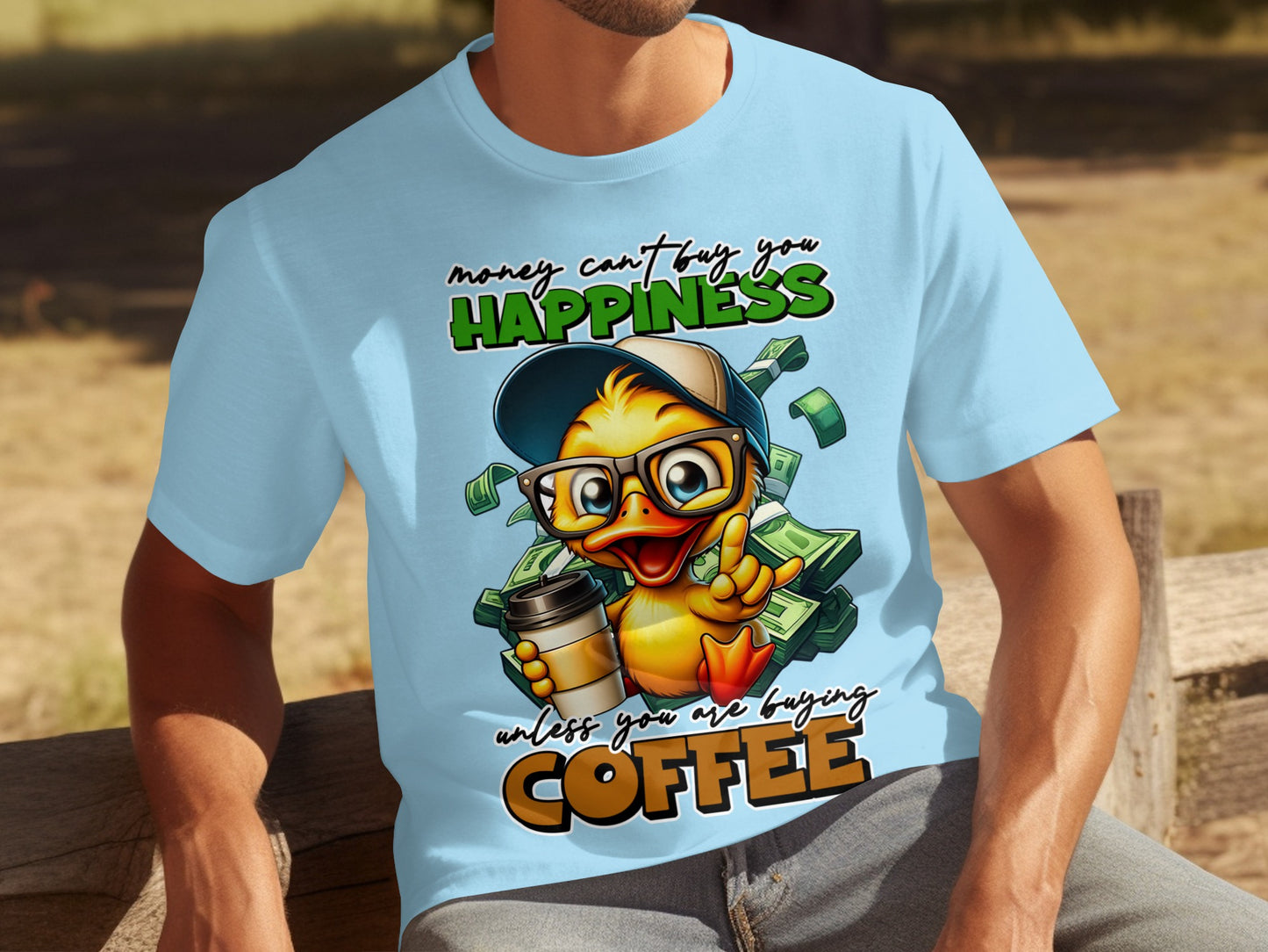 Happiness Coffee Funny Duck Graphic T-Shirt