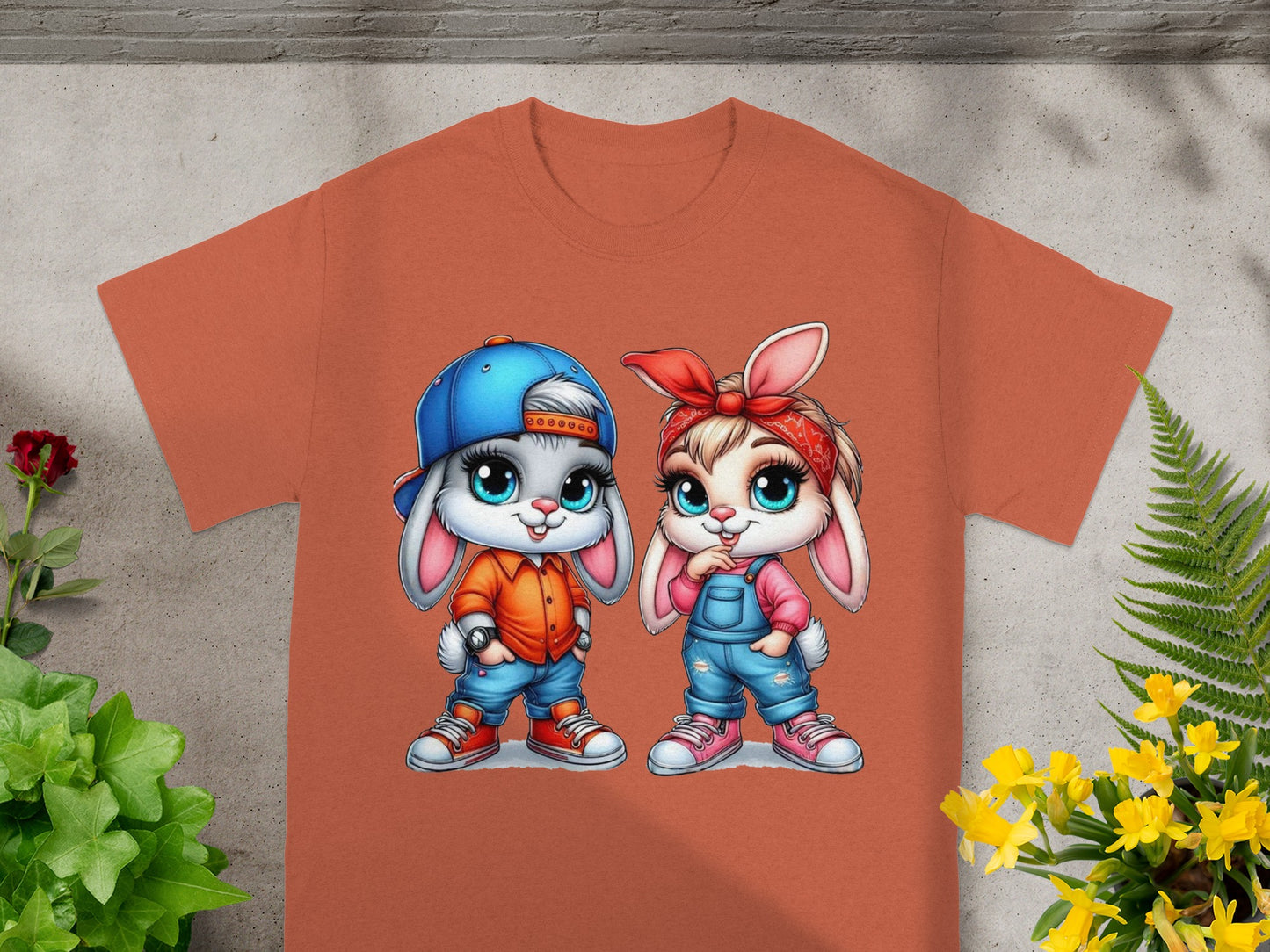 Playful Street Style Bunny Duo T-Shirt