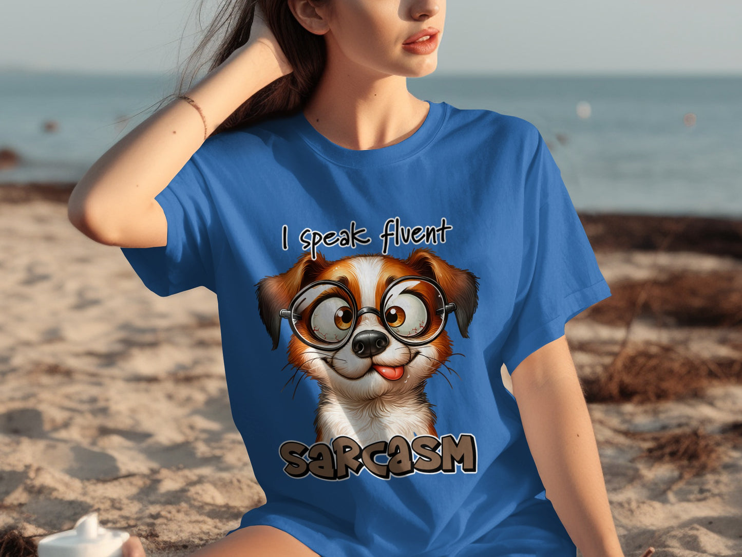 I Speak Fluent Sarcasm Cute Dog Graphic T-Shirt