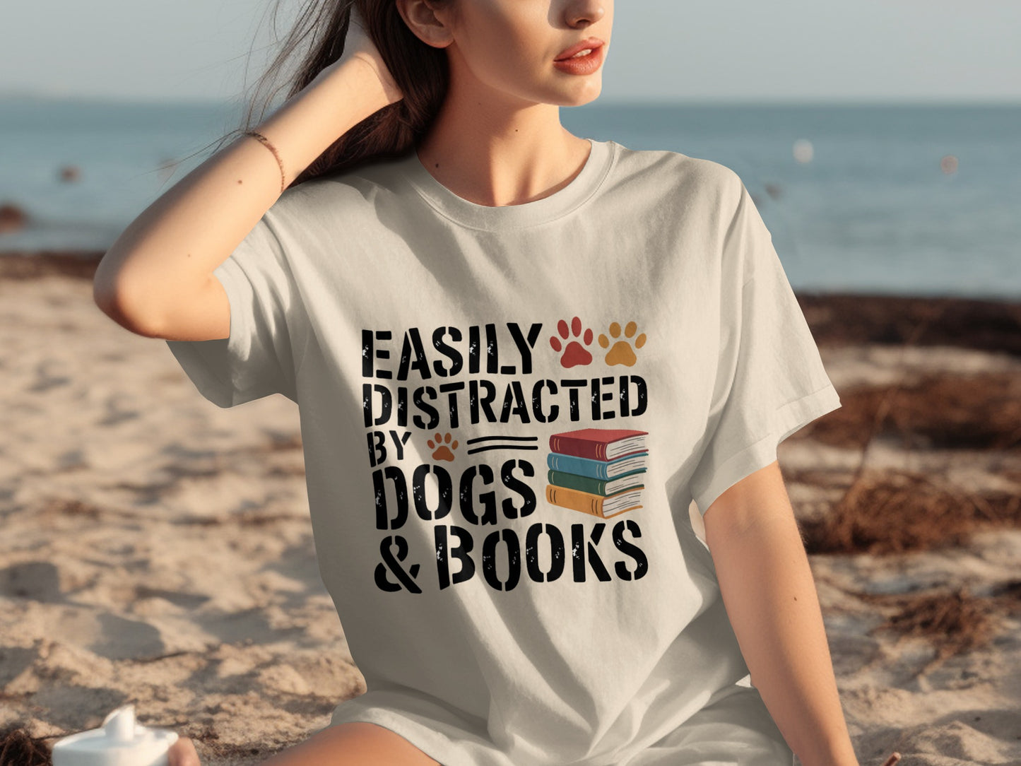 Easily Distracted by Dogs and Books T-shirt