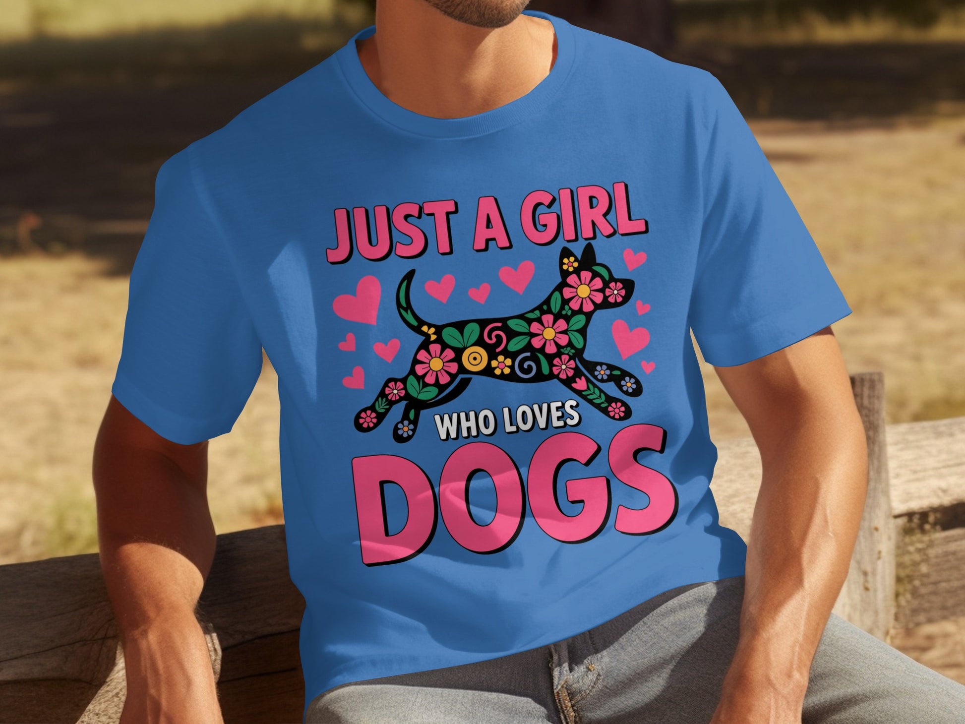 Just a Girl Who Loves Dogs Pink Hearts T-shirt